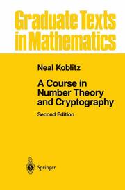 A Course in Number Theory and Cryptography - Cover