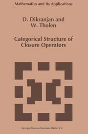 Categorical Structure of Closure Operators - Cover