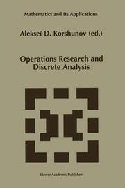 Operations Research and Discrete Analysis - Cover