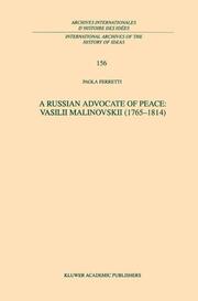 A Russian Advocate of Peace: Vasilii Malinovskii (1765-1814)
