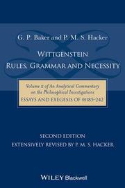 Wittgenstein: Rules, Grammar and Necessity - Cover