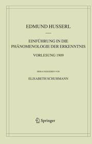 Einführung in die Phänomenologie der Erkenntnis - Vorlesung 1909 - Cover