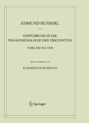 Einführung in die Phänomenologie der Erkenntnis. Vorlesung 1909 - Cover