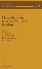 Metastability and Incompletely Posed Problems - Cover