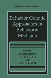 Behavior Genetic Approaches in Behavioral Medicine - Cover