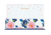 Flat Notes: Navy & Pink Floral - Briefkarten mit Kuverts für vielfältige Anlässe: marineblau & pink geblümt