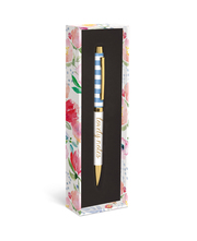 Fashion Pen: Floral Strip - Modischer Kugelschreiber mit Blumenmotiven und Streifen