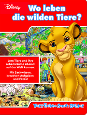 Wo leben die wilden Tiere? - Verrückte Such-Bilder - Disney - Wimmelbuch mit lustigen Lernspielen - Pappbilderbuch mit 18 Seiten für Kinder ab 18 Monaten