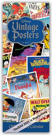 Disney Vintage Posters - Original Disney Filmplakate 2025 - Slimline-Kalender