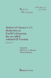 Robert of Chesters Redaction of Euclids Elements, the so-called Adelard II Version - Cover