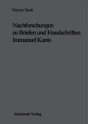 Nachforschungen zu Briefen und Handschriften Immanuel Kants - Cover