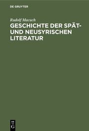 Geschichte der spät- und neusyrischen Literatur - Cover