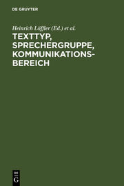 Texttyp, Sprechergruppe, Kommunikationsbereich - Cover
