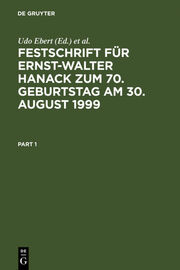 Festschrift für Ernst-Walter Hanack zum 70.Geburtstag am 30.August 1999