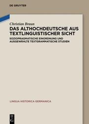Das Althochdeutsche aus textlinguistischer Sicht - Cover