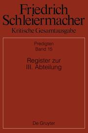 Friedrich Schleiermacher: Kritische Gesamtausgabe - Register - Cover