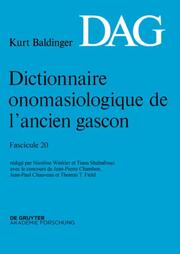 Dictionnaire onomasiologique de l'ancien gascon (DAG). Fascicule 20