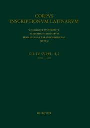 CIL IV Inscriptiones parietariae Pompeianae Herculanenses Stabianae. Suppl. pars 4. Inscriptiones parietariae Pompeianae. Fasc. 2 - Cover