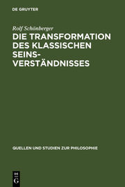 Die Transformation des klassischen Seinsverständnisses - Cover