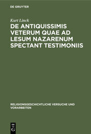De antiquissimis veterum quae ad lesum Nazarenum spectant testimoniis - Cover