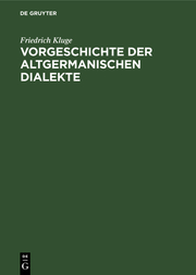 Vorgeschichte der altgermanischen Dialekte - Cover