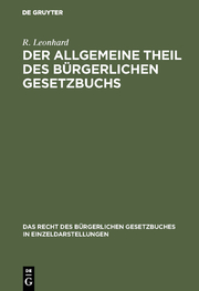 Der allgemeine Theil des bürgerlichen Gesetzbuchs - Cover