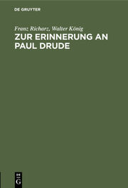 Zur Erinnerung an Paul Drude - Cover