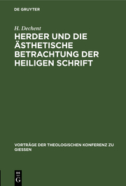 Herder und die ästhetische Betrachtung der heiligen Schrift - Cover