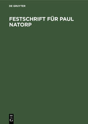 Festschrift für Paul Natorp - Cover