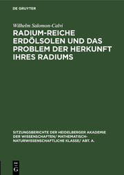 Radium-reiche Erdölsolen und das ProSem der Herkunft ihres Radiums