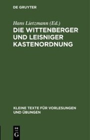 Die Wittenberger und Leisniger Kastenordnung