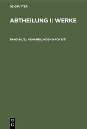 Abhandlungen nach 1781 - Cover