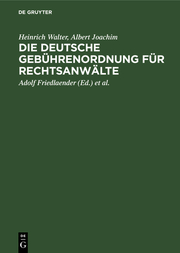 Die Deutsche Gebührenordnung für Rechtsanwälte - Cover