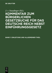 Einleitung und Allgemeiner Theil - Cover
