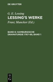Hamburgische Dramaturgie 1767-69, Band 1 - Cover
