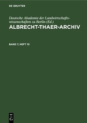 Albrecht-Thaer-Archiv. Band 7, Heft 10 - Cover