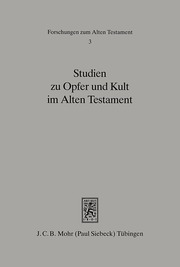 Studien zu Opfer und Kult im Alten Testament - Cover