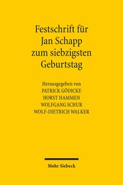 Festschrift für Jan Schapp zum siebzigsten Geburtstag - Cover
