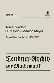 Korrespondenz Felix Klein Adolph Mayer - Cover