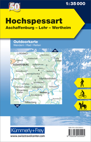 Hochspessart Aschaffenburg, Lohr, Wertheim Nr. 50 Outdoorkarte Deutschland 1:35 000 - Abbildung 1