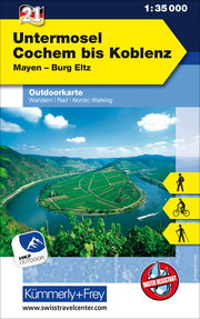 Untermosel - Cochem bis Koblenz, Mayen, Burg Eltz, Nr. 21 Outdoorkarte Deutschland 1:35 000