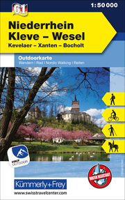 Niederrhein Kleve-Wesel Kevelaer, Xanten, Bocholt, Nr. 61 Outdoorkarte Deutschland 1:50 000