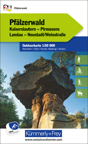 Pfälzerwald Kaiserslautern, Pirmasens, Landau, Neustadt/Weinstrasse, Nr. 24 Outdoorkarte Deutschland 1:50 000