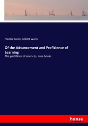 Of the Advancement and Proficience of Learning - Cover