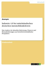 Industrie 4.0 bei mittelständischen deutschen Automobilzulieferern - Cover