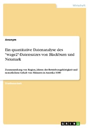 Ein quantitative Datenanalyse des 'wage2'-Datensatzes von Blackburn und Neumark - Cover