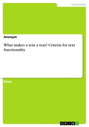 What makes a text a text? Criteria for text functionality - Cover