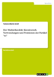Der Multiethnolekt Kiezdeutsch. Verwendungen und Positionen der Partikel 'so' - Cover