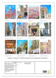 Lissabon in Aquarell - Illustrierte Ansichten der portugisischen Hauptstadt (Wandkalender 2024 DIN A2 hoch), CALVENDO Monatskalender - Abbildung 1