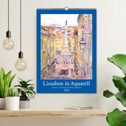 Lissabon in Aquarell - Illustrierte Ansichten der portugisischen Hauptstadt (Wandkalender 2024 DIN A2 hoch), CALVENDO Monatskalender - Abbildung 2